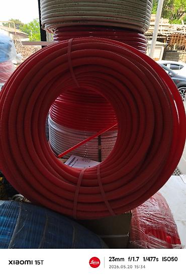 32 boru: Qırmızı rəngli gofra boru (elektrik üçün) - Material: çevik plastik — 1