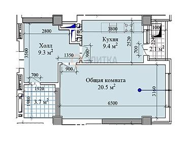 11: 1 комната, 45 м², Технопарк Элитка, 11 этаж, ПСО (под самоотделку) — 5