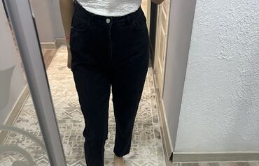 подростковые джинсы: Мом, Высокая талия