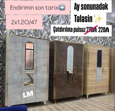 12 voltu 220 ye çeviren: Üç qapılı Dolab təmiz laminatla 📌 Qiymət : 220₼ Ölçü : 2x 1.20 x 47