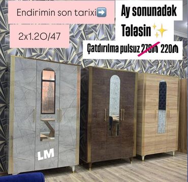 Dolablar: Üç qapılı Dolab təmiz laminatla 📌 Qiymət : 220₼