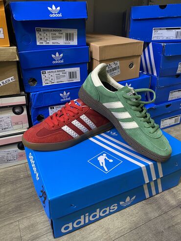 шлёпки adidas: Adidas GAZELLE Натуральная замша качество 100% Красный- 4036