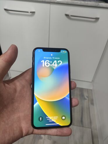 сотовые телефоны: IPhone X, Колдонулган, 256 ГБ, Кара, Каптама, Кабель, 89 %