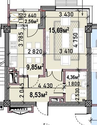 ниж аларча: 1 комната, 42 м², Элитка, 12 этаж, ПСО (под самоотделку) — 2