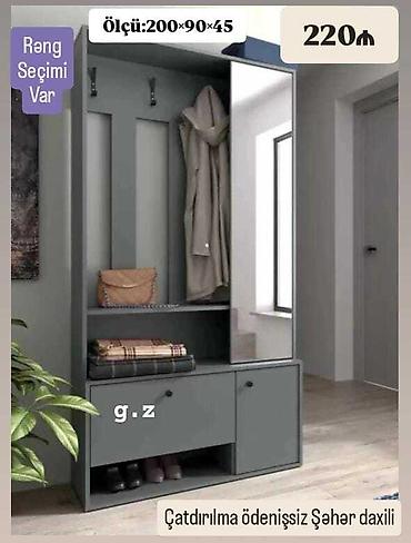 Dəhliz dolabları: Dəhliz üçün funksional və yığcam dolab. Dolabda güzgü, üst dolabça və — 6