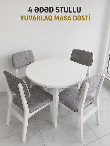 stol stul kuxna: Qonaq otağı üçün, Yeni, Yumru masa, 4 stul — 1