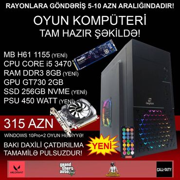 Masaüstü kompüterlər və iş stansiyaları: Oyun üçün Kompüter "Legion Core i5 3470 GT730 2GB 256GB NVME” ⭐Tək — 1