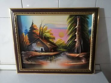 реставрация картины маслом: Картина с элементами из натуральной кожи, 3D. Размеры 50/40 см