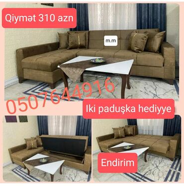 Masa və oturacaq dəstləri: Künc divan, Yeni, Açılan, Bazalı, Parça, Şəhərdaxili pulsuz çatdırılma