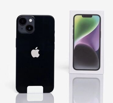 айфон 18: IPhone 14, Жаңы, 128 ГБ, Кара, Заряддоочу түзүлүш, Коргоочу айнек, Каптама, 100 %