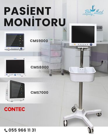 tibbi konsultasiya mərkəzi: Pasiyent monitoru, xəstənin həyati əlamətlərini (ürək döyüntüsü, qan