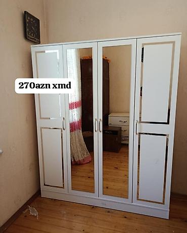skaf islenmis: Yeni, 4 qapılı, Güzgülü, Ağ, Açılan, Düz dolab — 1