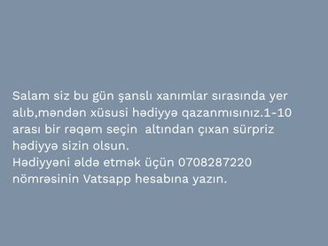 kişilər üçün hədiyyələr: Xanımlar üçün sürpriz hədiyyə oyunu - 1–10 arasında istənilən bir