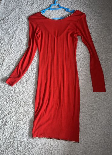 crna duga pamučna haljina: Crvena duga haljina