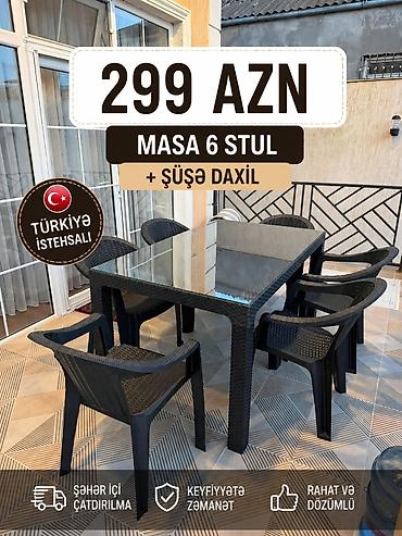 stol taxta: Türkiyə istehsalı yemək dəsti – masa + 6 ədəd stul. Dəstə masanın — 1