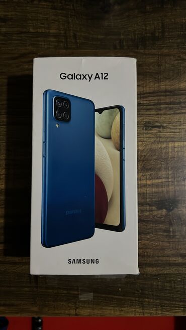 telefon nokia: Samsung Galaxy A12, rəng - Göy, Zəmanət, Düyməli, Barmaq izi