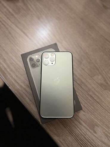 Apple iPhone: IPhone 11 Pro, Скидка 10%, Б/у, 256 ГБ, Matte Midnight Green, Чехол, Кабель, Коробка, 92 %