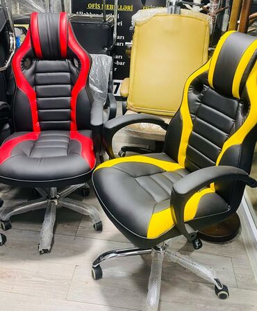 Ofis və oyun kresloları: Yeni, Təkərli, Qolları tənzimlənir, Dəri