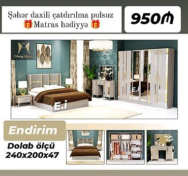 Yataq otağı dəstləri: Yataq mebel dəstləri 1) Dəst 1 – Ağ-qızılı dizayn - Tərkibi: 4 qapılı — 9
