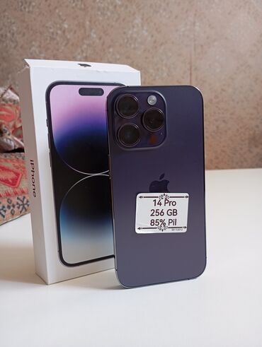 Qaşıqlar: IPhone 14 Pro, 256 GB, Deep Purple, Zəmanət, Simsiz şarj, Face ID