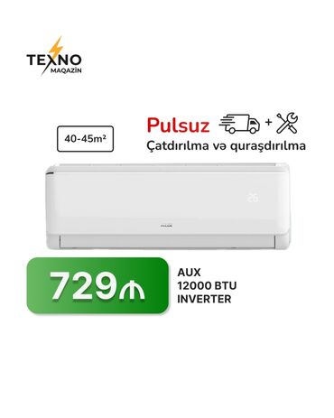 Kondisionerlər: Kondisioner AUX, 40-45 kv. m, Split sistem, Pulsuz quraşdırılma