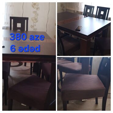 раскладные стулья: Qonaq otağı üçün, Açılmayan, Dördbucaq masa, 6 stul