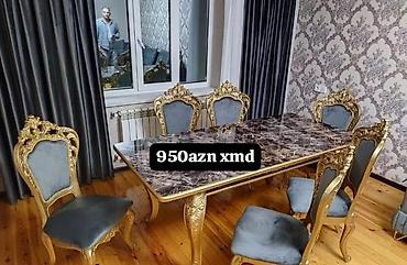 stollar ve stullar: Qonaq otağı üçün, Yeni, Açılmayan, Dördbucaq masa, 6 stul — 1