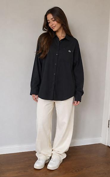 üst geyimleri: Qara oversize qadın köynəyi - Rəng: qara - Kəsim: oversize/relaks — 1