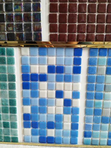 hamam üçün kafel metlax: Şüşə/keramik mozaika kafel panelləri - Kvadrat mozaika plitələrdən