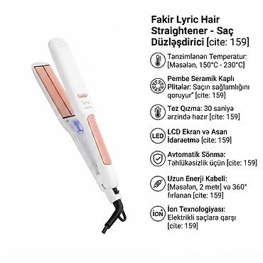 Бытовая техника: №: 13346 Məhsulun adı: Saç düzləşdirici Fakir Lyric 1850 W ağ-çəhrayı — 1