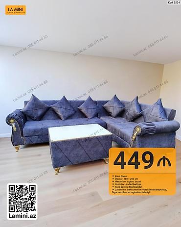 Mebel: Künc divan – La Mini - Ölçülər: 280 × 200 sm - Mexanizm: açılan — 1