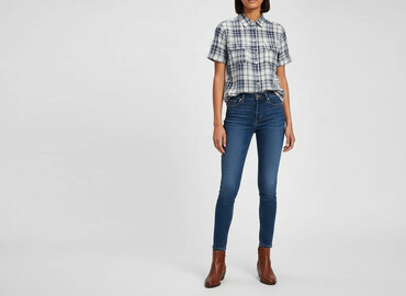 niebieska koszula damska h m: H&M L.O.G.G., Сорочка жіноча, розмір L