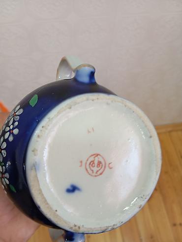 dəmir çaynik: Çay dəsti, rəng - Göy, Farfor — 3