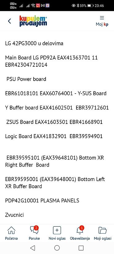 Televizori: LG 42PG3000 – delovi za plazma TV Dostupne ploče i komponente sa — 17