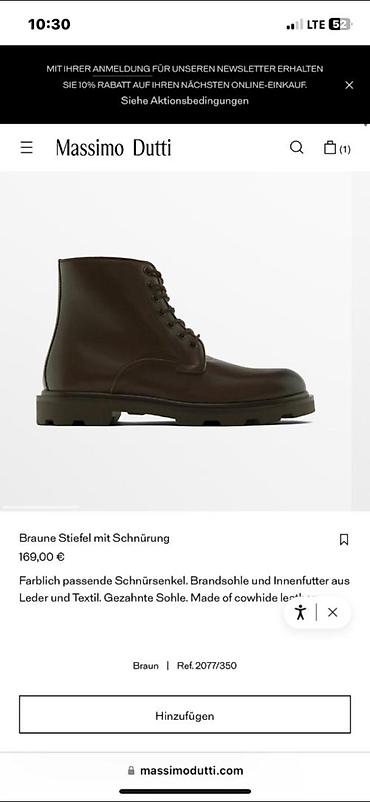 Өтүктөр: Эркектердин ботинкеси, 43, Massimo Dutti, Колдонулган, түсү - Күрөң — 4