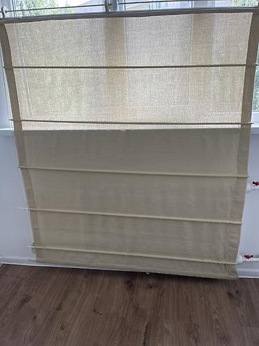 bed sheets: Б/У. Римская штора, бежевый полупрозрачный текстиль. Ткань дорогой лен — 3