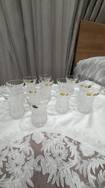 stekan olcusu: Armudu stəkanlar, Xrustal, 12 ədədli dəst, Çexiya — 1