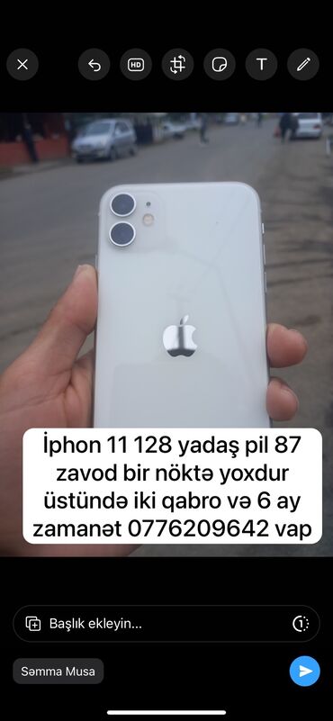 ayfon 13 pro max qiymeti: IPhone 11, 128 GB, Ağ, Zəmanət, Face ID, Sənədlərlə