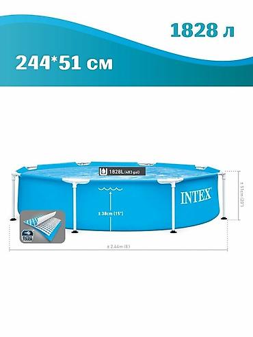 Бассейны: 244/51см. Бассейн каркасный INTEX 28205, голубой, круглый, 1828л — 2