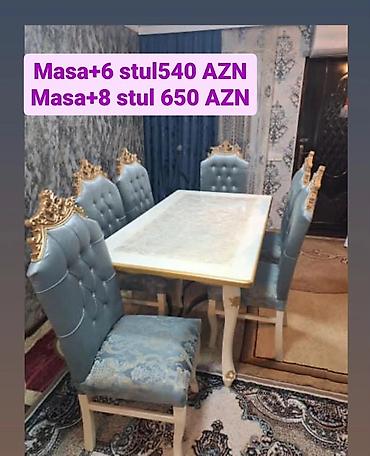 gence qapi: Qonaq otağı üçün, Yeni, Açılmayan, Dördbucaq masa, 6 stul — 2