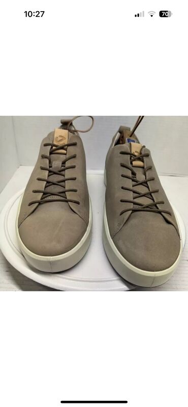 шлёпки мужские: Мужская обувь Ecco Soft, размер 43 (не маломерка). Бежевые, кожаные и