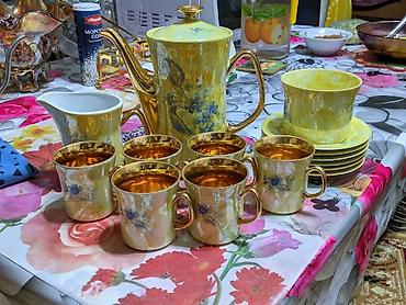 dekor sar: Çay dəsti, rəng - Sarı, Farfor, 6 nəfərlik, Polşa — 1