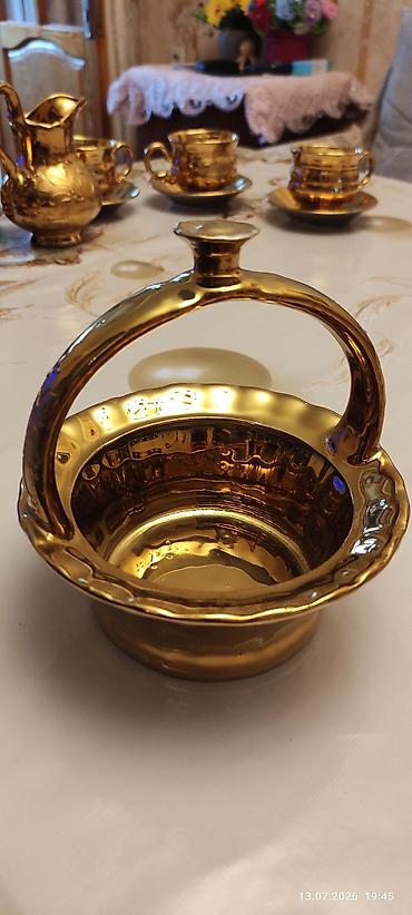 qızıl balıq: Çay dəsti, rəng - Qızılı, Keramika — 4