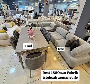 Masa və oturacaq dəstləri: Masa və 6 stul dəsti – Xmd • Komplekt: 1 yemək masası + 6 ədəd stul — 116