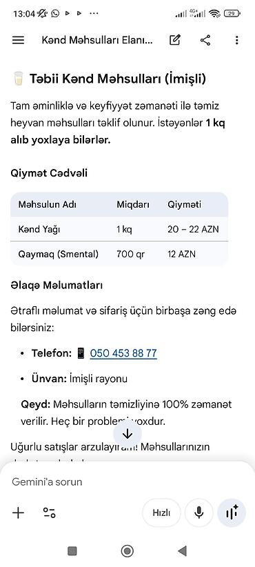 kend yumurtası: Təbii Kənd Məhsulları (İmişli) Təmiz və keyfiyyətli heyvan mənşəli — 1