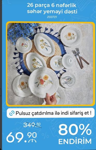 Çay dəstləri və servizlər: Çay dəsti, rəng - Ağ, 6 nəfərlik, Türkiyə