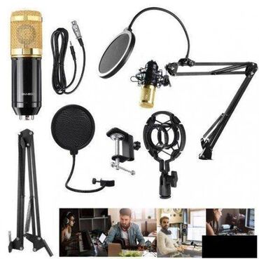 Mikrofoni: Studijski Kondenzatorski Mikrofon BM800 +stalak+pop filter Na — 10
