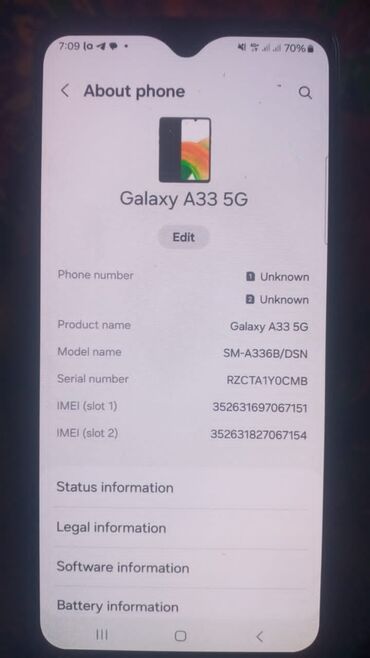 купить смартфон самсунг s8: Samsung Galaxy A33 5G, Колдонулган, 128 ГБ, түсү - Кара, eSIM, 2 SIM