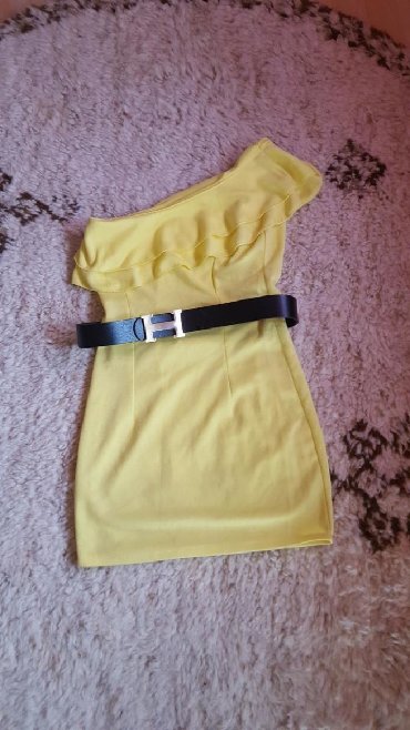 šantung svila haljine: S (EU 36), bоја - Žuta, Drugi tip rukava