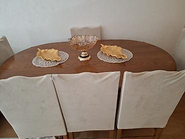 Setovi stolova i stolica: Trpezarijski set – ovalni sto od punog drveta + 6 stolica - Sto — 4